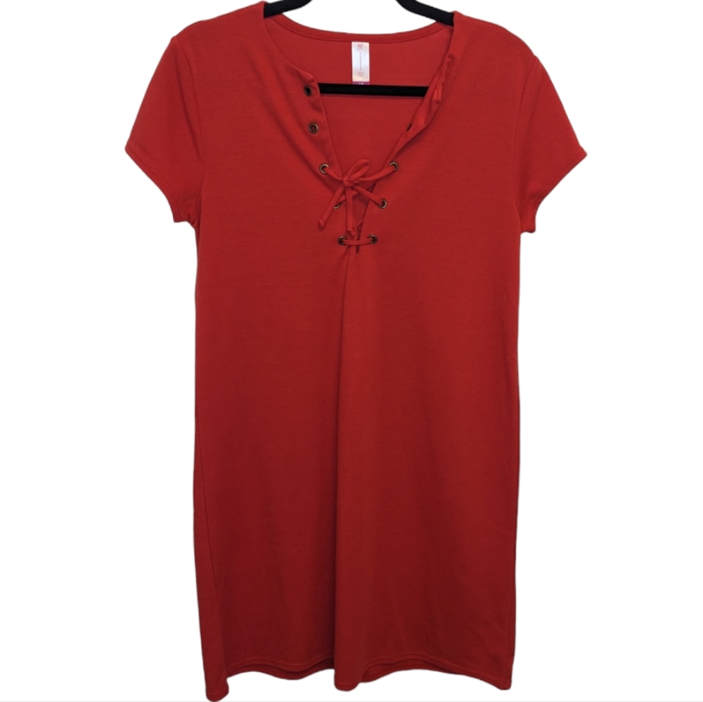 NWOT No Boundaries Red Lace-Up Casual Dress ❤️🔥